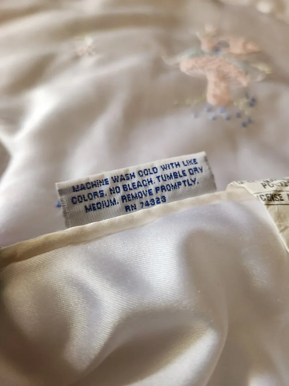 Vintage Sumersault pixie Mushroom embroidered satin baby blanket